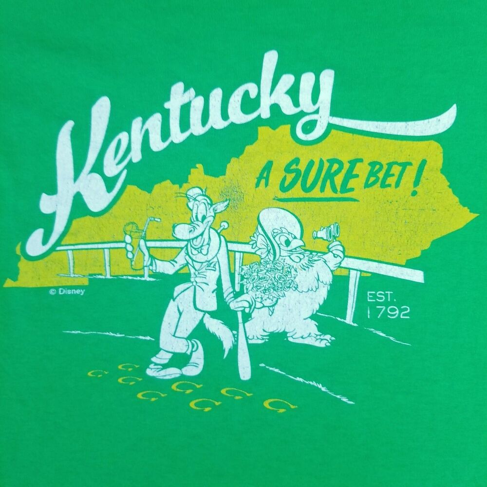 Disney State Fair TShirt KENTUCKY A SURE BET! Green Mens Size XL Horse Racing